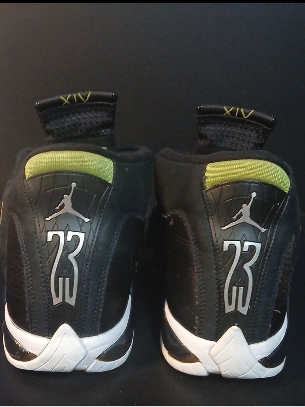 Jordan 14 Men's Black and Lime 10.5